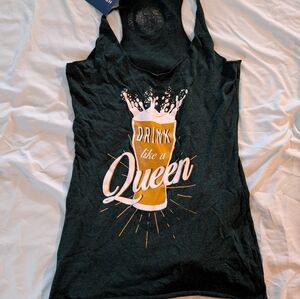 Dark Green "Drink Like a Queen"  Tank Top